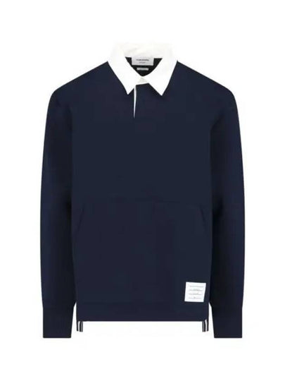 Men's Double Face Rugby Long Sleeve Polo Shirt Navy - THOM BROWNE - BALAAN 2