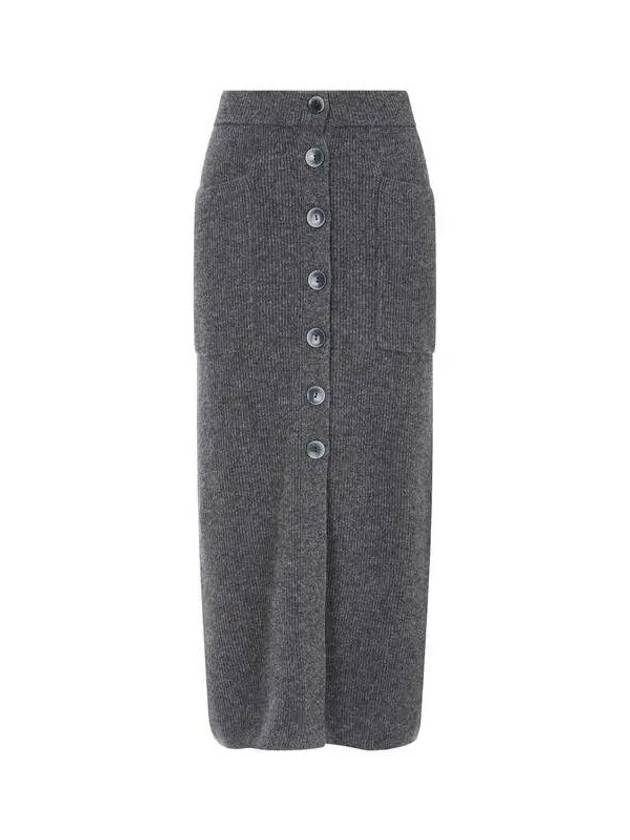 Women s Cashmere Wool Button Up Skirt Dark Gray 271942 - EMPORIO ARMANI - BALAAN 1