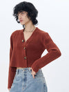 Ribbed Knit Cropped Cardigan Brick - ETCH - BALAAN 5