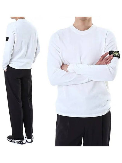 Raw Hand Cotton Crewneck Knit Top White - STONE ISLAND - BALAAN 2