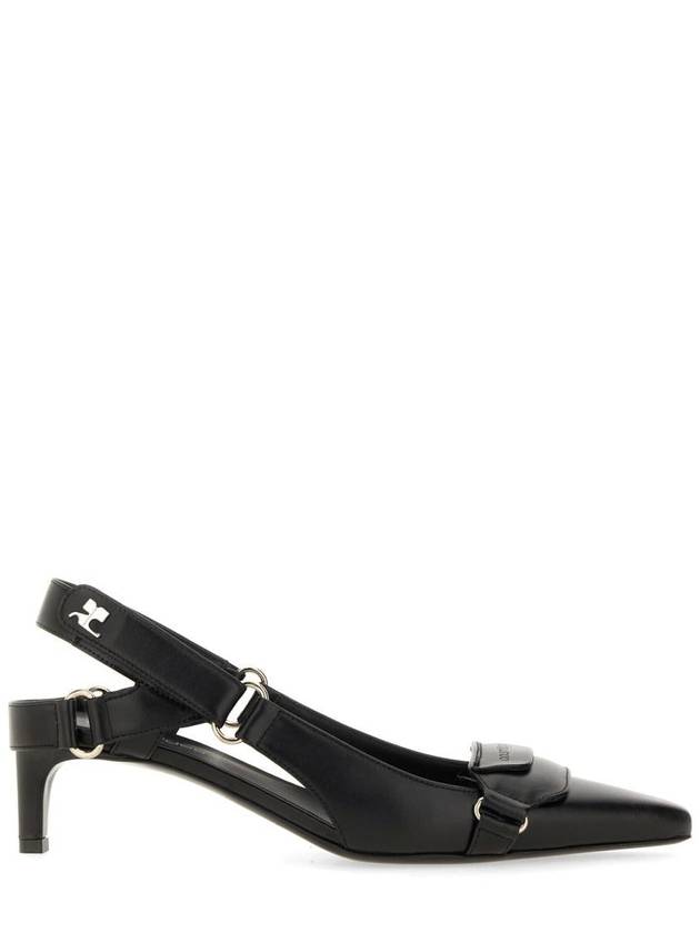 Racer Leather Slingback Heel Black - COURREGES - BALAAN 2