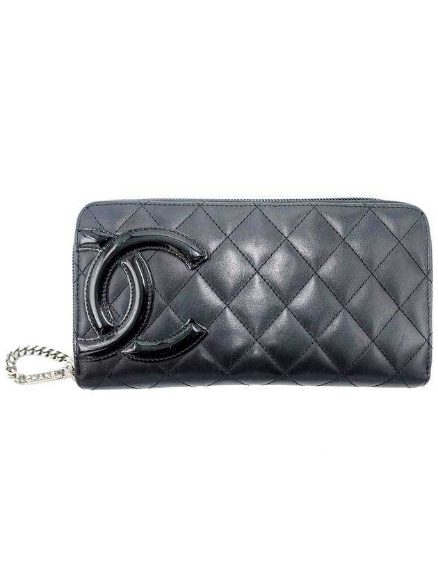 Chanel A50078 Black Lambskin Patent COCO Logo Cambon Zipper Long Wallet 18th - CHANEL - BALAAN 1