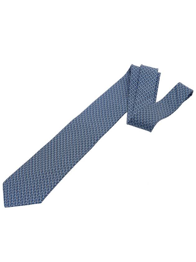 Gancini Pattern Silk Tie Blue - SALVATORE FERRAGAMO - BALAAN 4