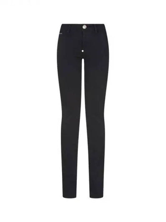 Women's Leather Logo Patch Jegging Pants Black 270674 - PHILIPP PLEIN - BALAAN 1