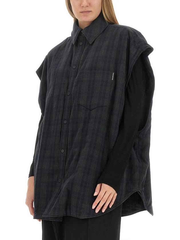 Checked Pattern Long Sleeve Shirt Grey - BALENCIAGA - BALAAN 5