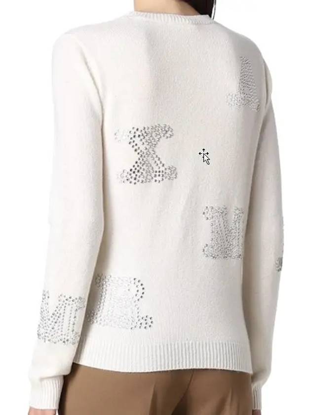 MIA MIA Studded Cashmere Knit Top White - MAX MARA - BALAAN.