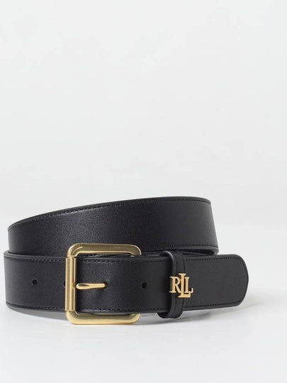 Logo Plaque Buckle Fastener Leather Belt Black - LAUREN RALPH LAUREN - BALAAN 2