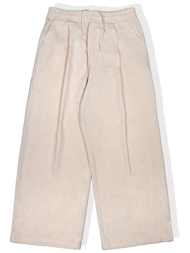 Overfit Wide One Tuck Linen Pants Beige - FOREEDCLUB - BALAAN 1