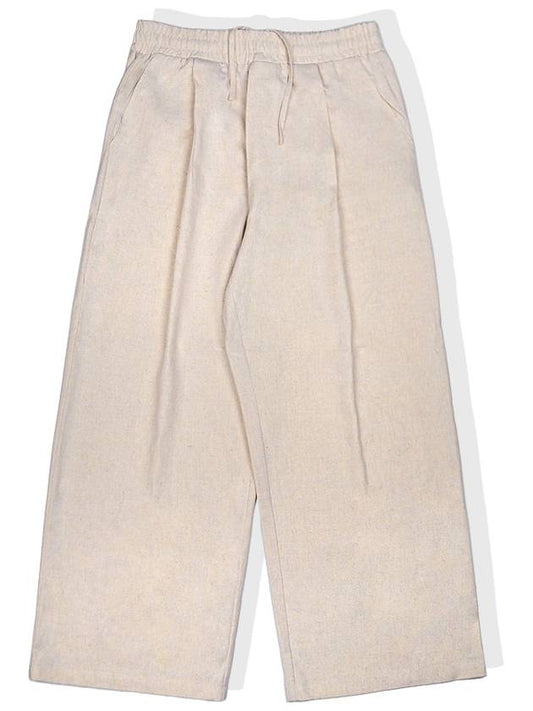 Overfit Wide One Tuck Linen Pants Beige - FOREEDCLUB - BALAAN 1