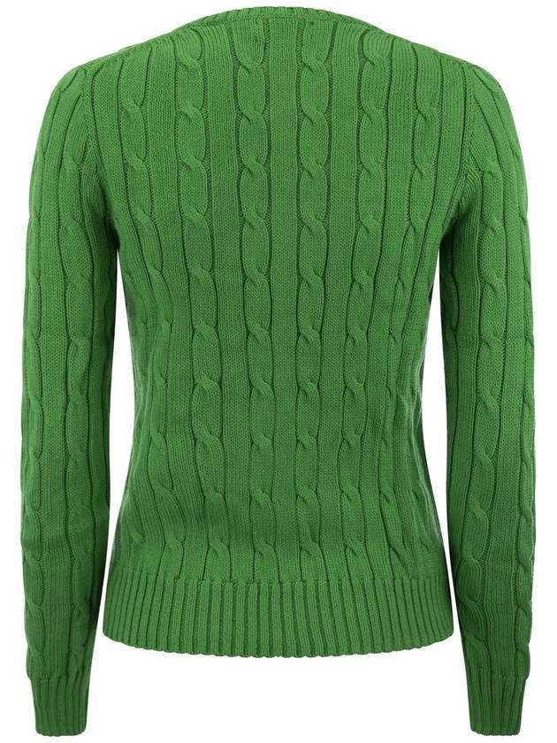 Embroidered Logo Pony Cable Knit Top Green - POLO RALPH LAUREN - BALAAN 3