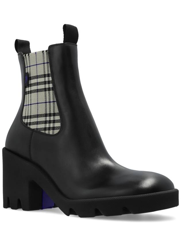 Stride Block Heel Leather Chelsea Boots Black - BURBERRY - BALAAN 5