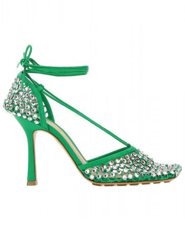 Crystal Tie Ankle Sandals Heels - BOTTEGA VENETA - BALAAN 1