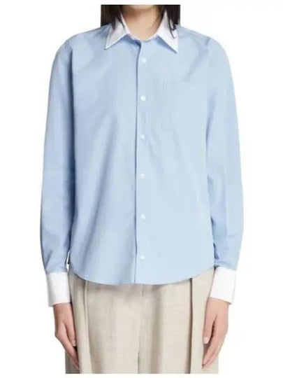 Classic Poplin Long Sleeve Shirt Blue - AMI - BALAAN 2