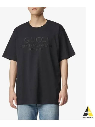 Embroidered Logo City Short Sleeve T-Shirt Black - GUCCI - BALAAN 2