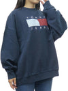 Flag Oversized Fit Sweatshirt Dark Knight Navy - TOMMY HILFIGER - BALAAN 3