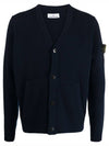 Men's Wappen Patch Button Cardigan Navy - STONE ISLAND - BALAAN 2