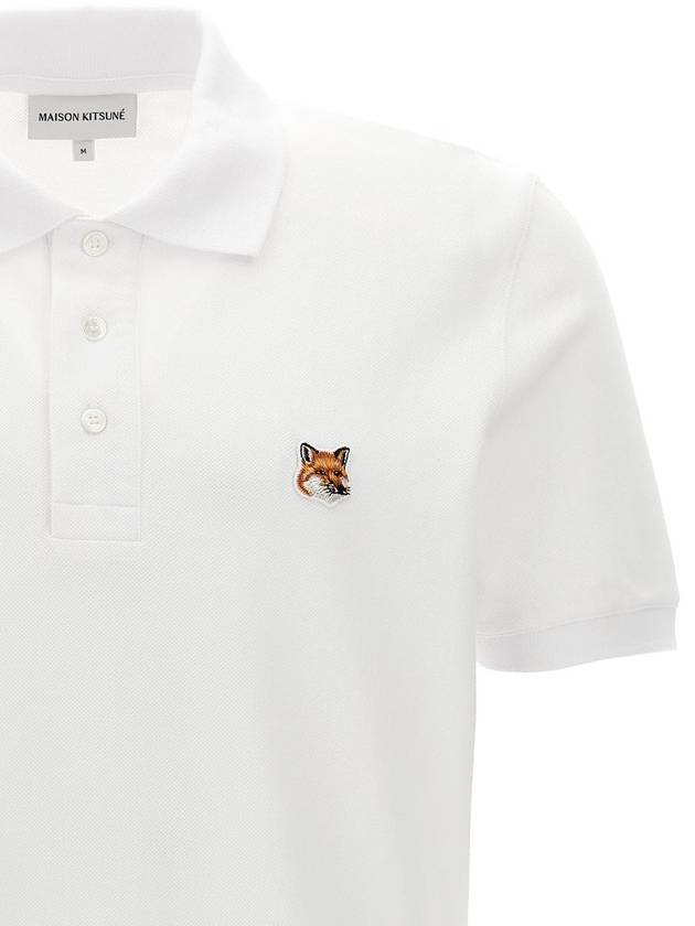 Fox Head Patch Cotton Polo Shirt White - MAISON KITSUNE - BALAAN 4