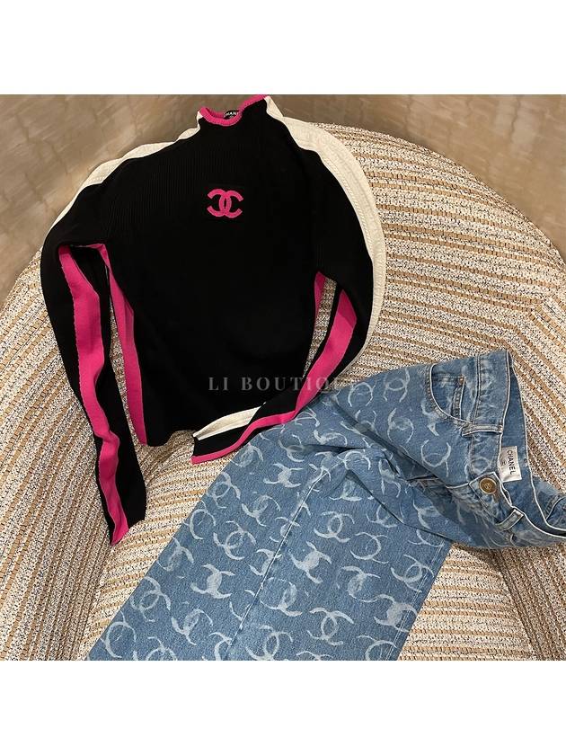 23 CC Logo Printed Jeans Jeans Light Blue P75555 - CHANEL - BALAAN 5