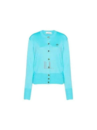 Logo Patch Cardigan Blue - VIVIENNE WESTWOOD - BALAAN 2