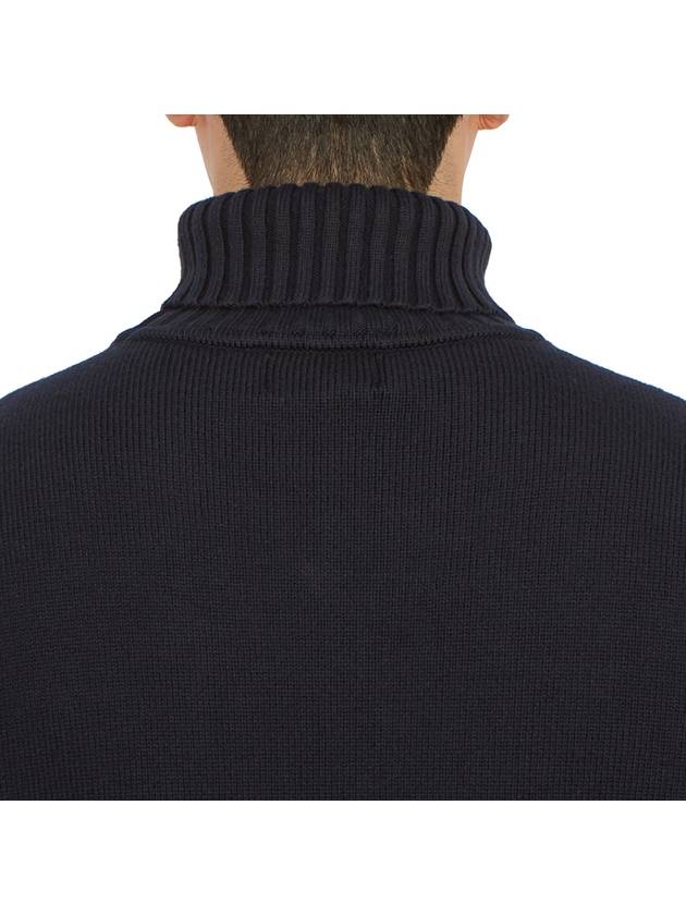 Wappen Patch Loose Fit Cotton Turtleneck Navy - STONE ISLAND - BALAAN 8