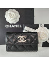 Classic card wallet black caviar snap women s AP4333 - CHANEL - BALAAN 1