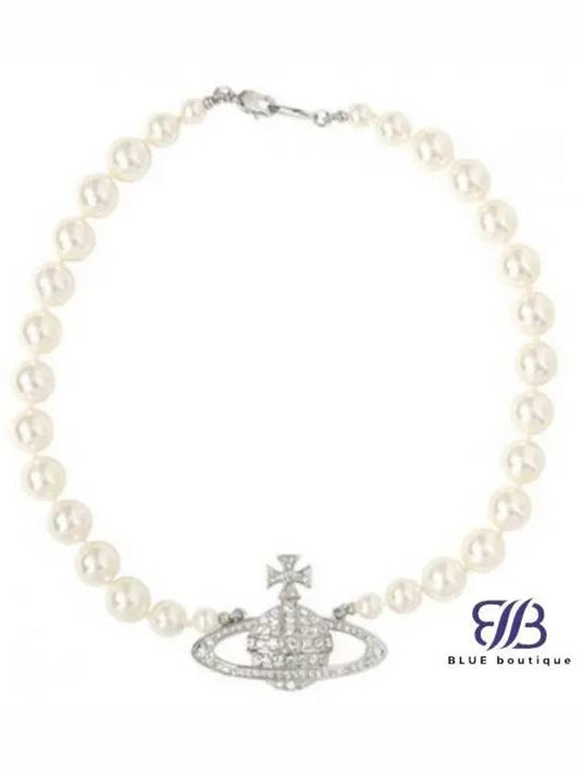 One Row Pearl Bas Relief Necklace Silver - VIVIENNE WESTWOOD - BALAAN 2