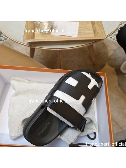 Chypre Leather Sandals Black - HERMES - BALAAN 2