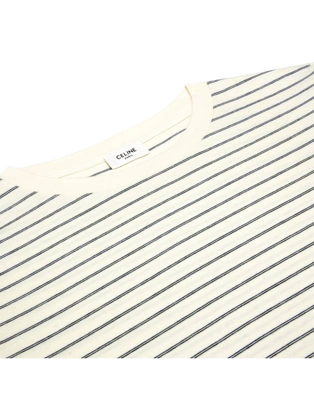 Triomphe Striped Jersey Regular Short Sleeve T-Shirt White - CELINE - BALAAN 4