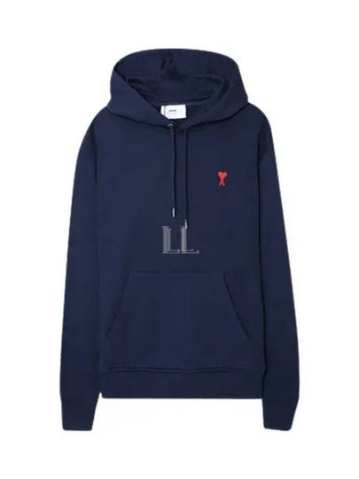 Heart Small Logo Hoodie Navy - AMI - BALAAN 2