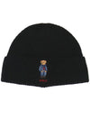 Bear Rib Knit Beanie Black - POLO RALPH LAUREN - BALAAN 1