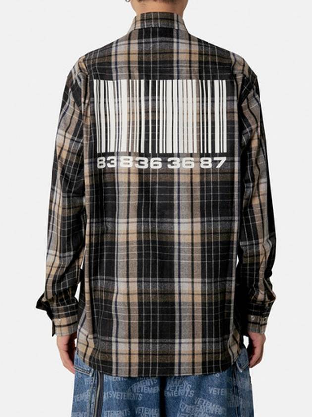 Barcode Print Check Long Sleeve Shirt Grey - VETEMENTS - BALAAN 11