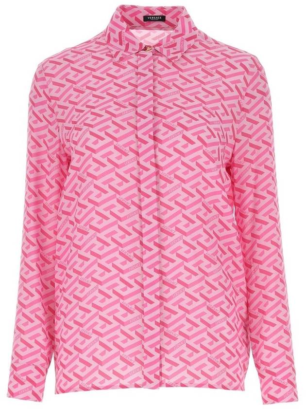 Women's La Greca Silk Shirt Pink - VERSACE - BALAAN 2