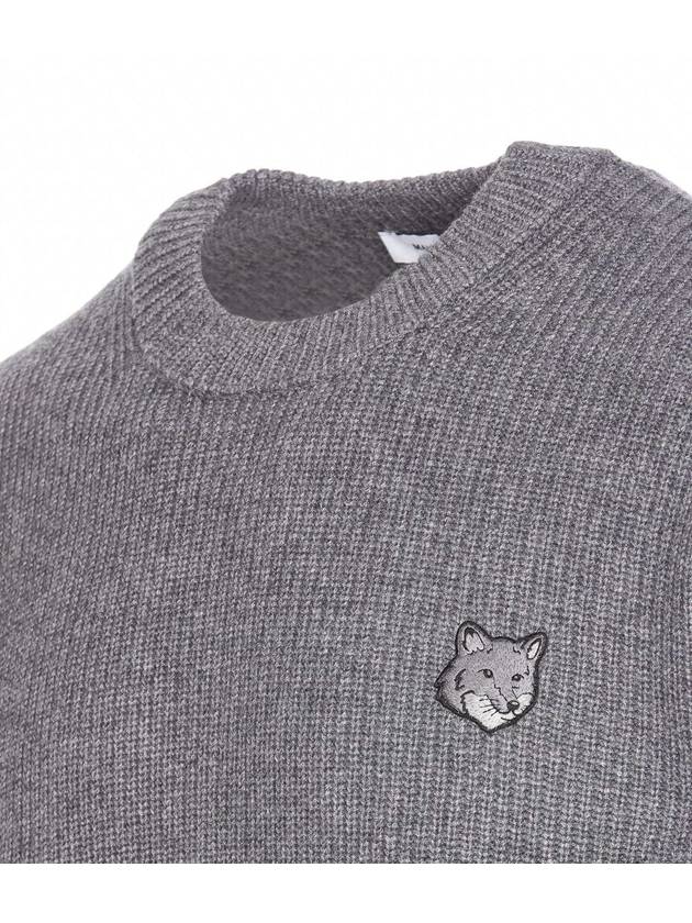 Bold Fox Head Patch Comfort Ribbed Knit Top Grey Melange - MAISON KITSUNE - BALAAN 4