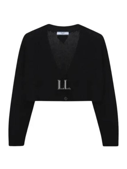 Cropped Wool Cashmere Cardigan Black - PRADA - BALAAN 2