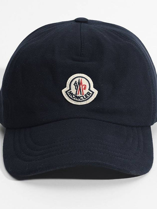 Fleece Logo Patch Cotton Baseball Ball Cap Navy - MONCLER - BALAAN 2