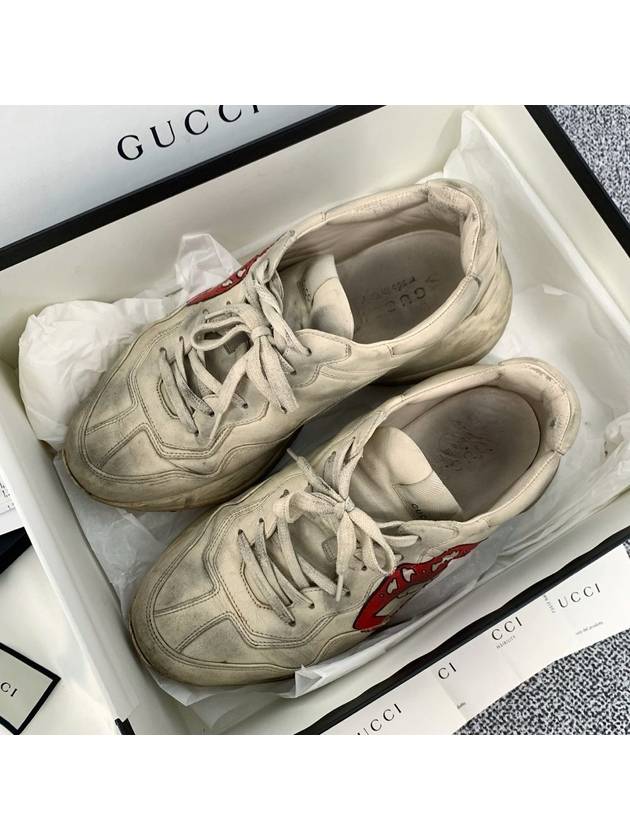 Lip logo dirty rhyton sneakers size 8 5 - GUCCI - BALAAN 3