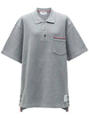 RWB Pocket Interlock Cotton Short Sleeve Polo Shirt Grey - THOM BROWNE - BALAAN 2