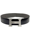 H Buckle 32MM Reversible Leather Belt Noir Etain - HERMES - BALAAN 2