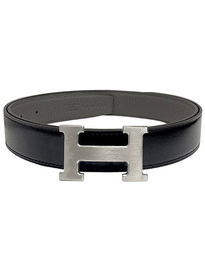 H Buckle 32MM Reversible Leather Belt Noir Etain - HERMES - BALAAN 2