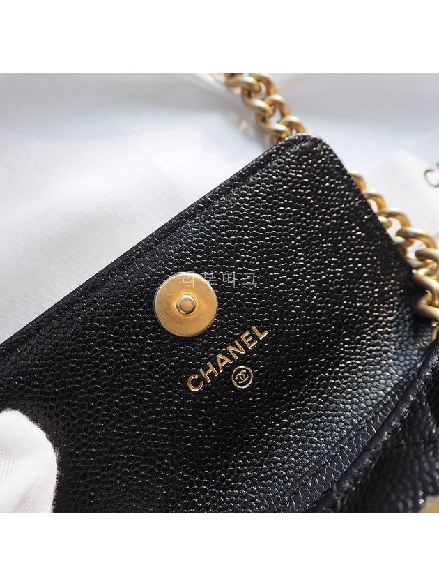 Boy Caviar Gold Logo Chain Card Wallet Black - CHANEL - BALAAN 11