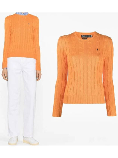 Embroidered Logo Pony Cable Knit Top Orange - POLO RALPH LAUREN - BALAAN 2