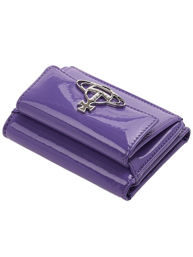 Logo Tri-Fold Patent Leather Half Wallet Purple - VIVIENNE WESTWOOD - BALAAN 5