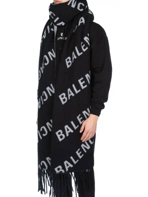 All-Over Logo Muffler Black - BALENCIAGA - BALAAN 8