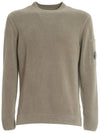 Men's Ribbed Lens Wappen Knit Top Gray - CP COMPANY - BALAAN.