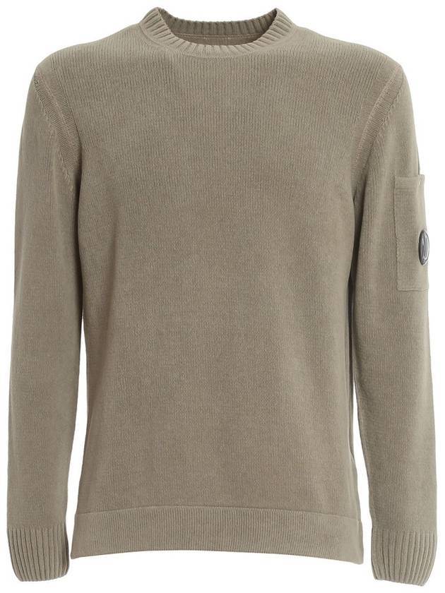 Men's Ribbed Lens Wappen Knit Top Grey - CP COMPANY - BALAAN 1