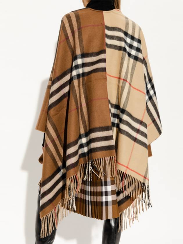 Contrast Check Wool Cashmere Cape Brown - BURBERRY - BALAAN 5