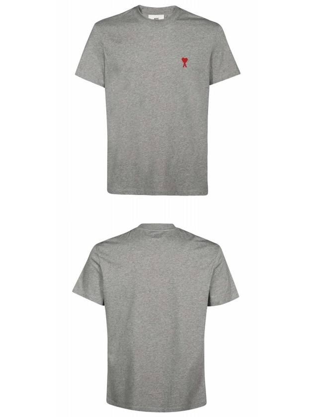 Small Heart Logo Short Sleeve T-Shirt Heather Grey - AMI - BALAAN 5