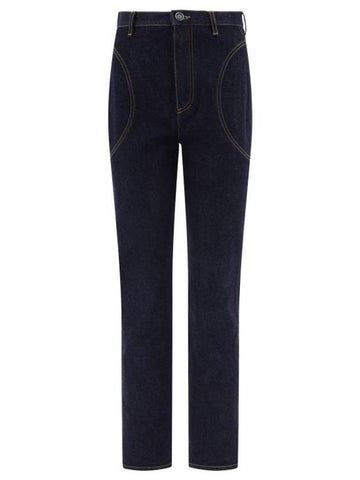 Denim Straight Pants AA9P02205T537516 Blue - ALAIA - BALAAN 1