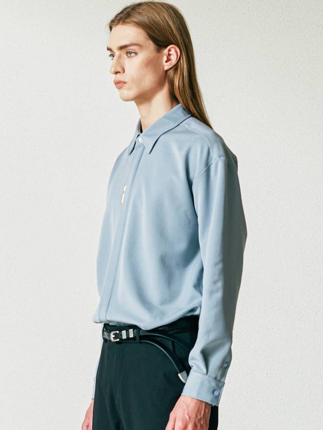 Vertical tip basic shirt relaxed fit sky blue - S SY - BALAAN 6
