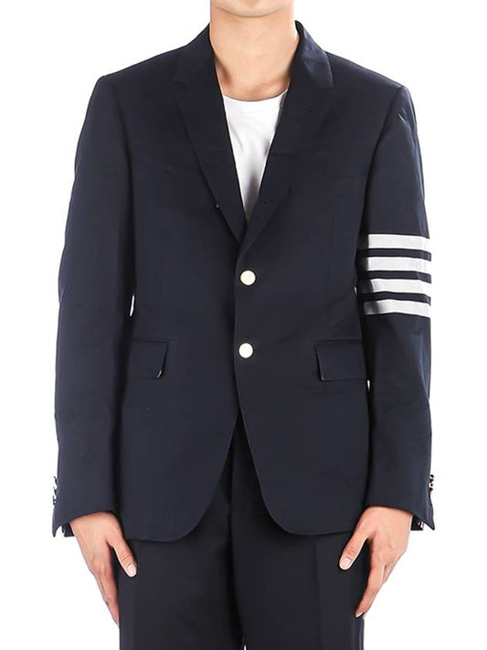 Men's Diagonal Armband Cotton Shooting Engineer Classic Jacket Navy - THOM BROWNE - BALAAN.